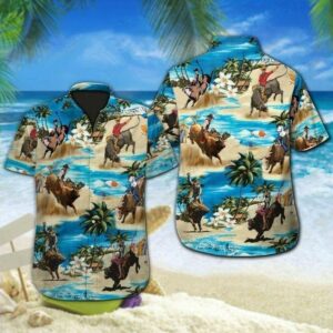 Bull Riding Hawaiian Shirt - Unihawaiian Shirtsex - Adult -  - Thelegend59