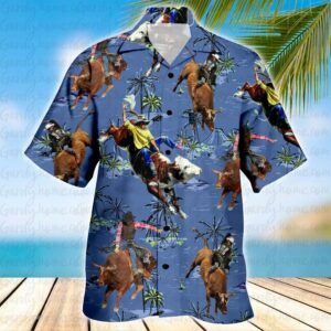 Bull Riding Ocean Hawaiian Shirt 2  - Thelegend59