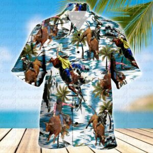 Bull Riding Ocean Hawaiian Shirt 5  - Thelegend59