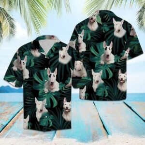 Bull Terrierjungle Blue Unique Design Unisex Hawaiian Shirt  - Thelegend59