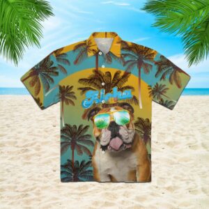 Bulldog Aloha Christmas Hawaiian Shirt  - Thelegend59