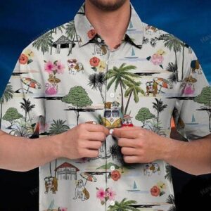 Bulldog Hawaiian Shirt Hawaii Beach Retro  - Thelegend59