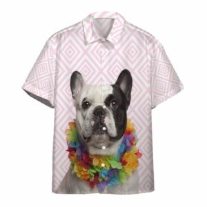 Bulldog Wearing Hawaiian Leipersonalized White Amazing Design Unisex Hawaiian Shirt  - Thelegend59