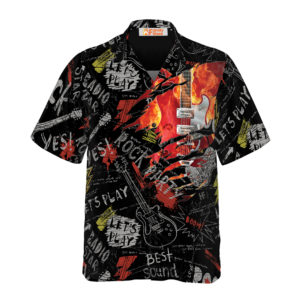 Burned Electric Guitar Hawaiian Shirt - For Men And Women - Kids  - Thelegend59
