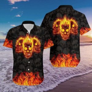 Burning Hawaiian Shirtskullhawaiian Shirts Hawaiian Shirt  - Thelegend59