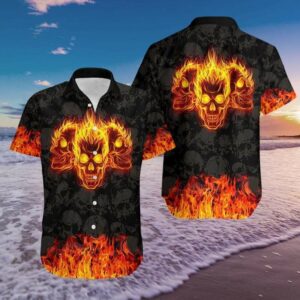 Burning Skulls Hawaiian Shirts  - Thelegend59