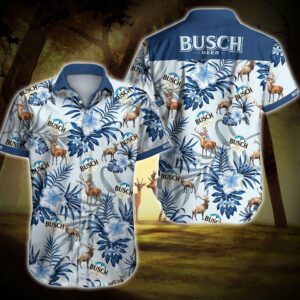 Busch Hunting Mallard Hawaiian Iv Graphic Print Short Sleeve  - Thelegend59