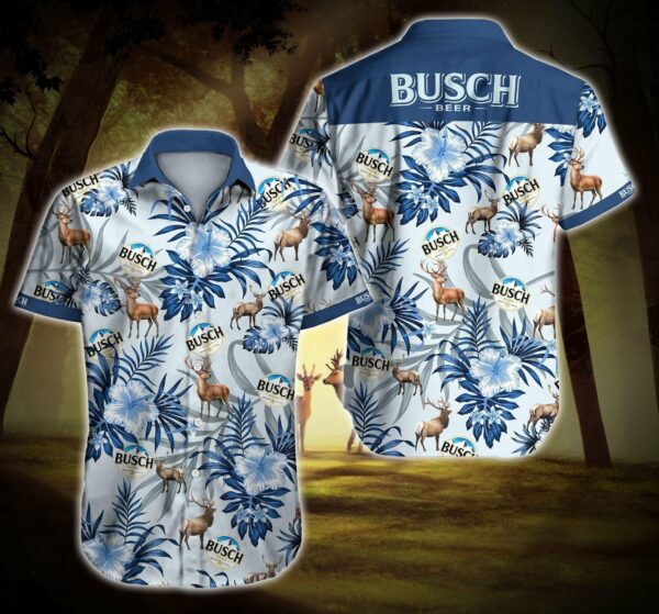 Busch Hunting Mallard Hawaiian Iv Graphic Print Short Sleeve  - Thelegend59
