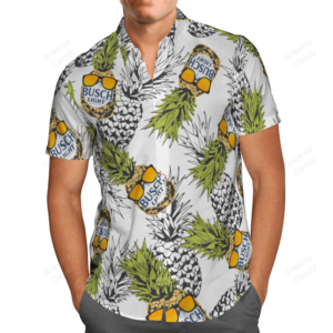 Busch Light Funny Pineapple All Over Print 3D Hawaiian Shirt And Beach Short  - Thelegend59