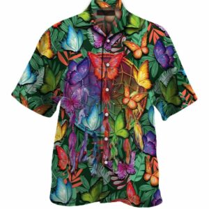 Butterfly Pattern Colorful Unique Design Unisex Hawaiian Shirt  - Thelegend59