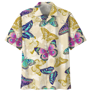 Butterfly Peach Nice Design Unisex Hawaiian Shirt  - Thelegend59
