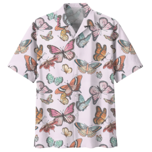 Butterfly White Nice Design Unisex Hawaiian Shirt  - Thelegend59
