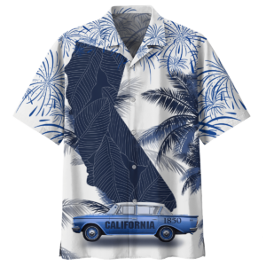 California Map Palm Tree Hawaiian Aloha Hawaiian Shirtss - Unisex Beach Shorts  - Thelegend59