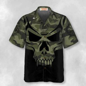 Camouflage Skull Viking Hawaiian Shirt - Son Of Odin Viking Hawaiian Shirts - For Men And Women - Kids  - Thelegend59