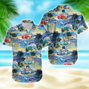 Camper Van On The Beach Hawaiian Aloha Hawaiian Shirtss  - Thelegend59