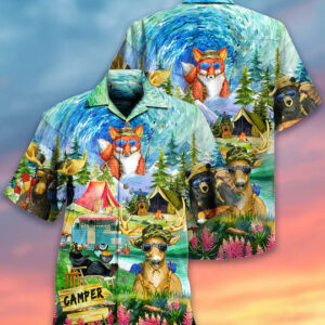 Camping Happy Animals - Hawaiian Shirt - For Men And Women - Kids  - Thelegend59