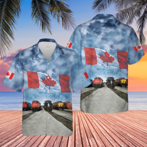 Canadian Train Driver Locomotive Short Sleeveblue Unique Design Unisex Hawaiian Shirt  - Thelegend59