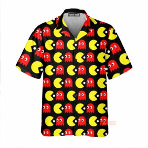 Cartoon Pac-Man Doodle Men'S Short Sleeve Casual Aloha Hawaiian Shirt - For Men And Women - Kids  - Thelegend59