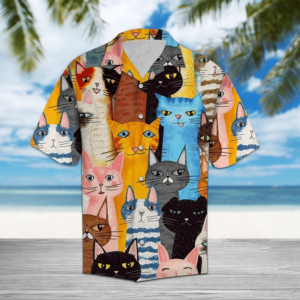 Cat Color Art Hawaiian Aloha Hawaiian Shirtss  - Thelegend59