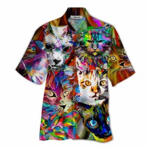 Cat Colorful Amazing Design Unisex Hawaiian Shirt  - Thelegend59