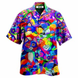 Cat Colorful Rainbow - Hawaiian Shirt - For Men And Women - Kids  - Thelegend59