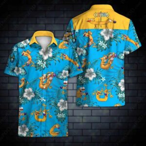 Catdog Hawaiian Graphic Print Short Sleeve  - Thelegend59