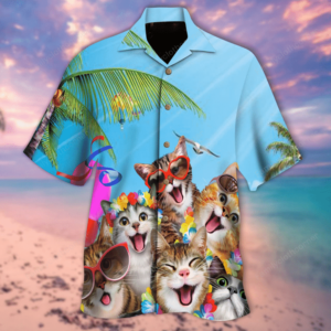 Cats Summer Beach Hawaiian Shirt  - Thelegend59