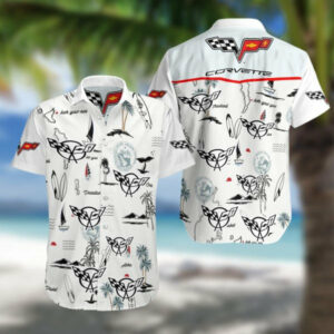 Chevrolet Corvette - Chevrolet Corvette Summer Fan Gift Hawaiian Graphic Print Short Sleeve  - Thelegend59