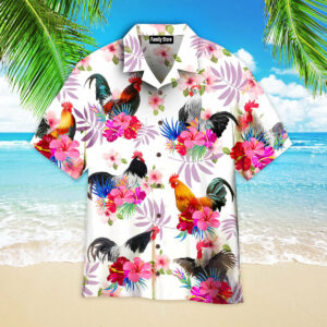 Chicken Hibiscus Rooster Pink Hawaiian Shirts Pn303053Lb - For Men And Women - Kids  - Thelegend59