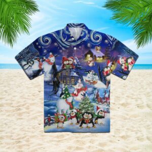 Chilling With Cute Penguins In Christmas Night Hawaiian Shirt  - Thelegend59
