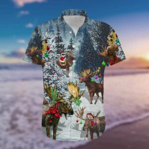 Christ Moose Merry Christmas Hawaiian Shirts  - Thelegend59