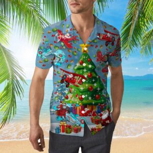 Christmas Fly With Santa On An Airplane Hawaiian Shirt  - Thelegend59