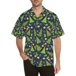 Christmas Tree Snowflake Pattern Men'S All Over Print Hawaiian Shirt  - Thelegend59