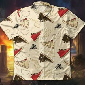 Chucks Shoes And Pearls Unisex Hawaiian Aloha Hawaiian Shirts  - Thelegend59