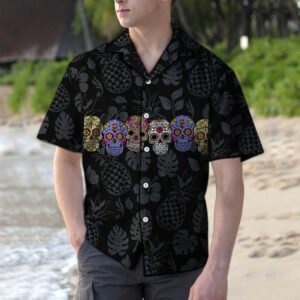 Classic Skull Black Awesome Design Hawaiian Shirt  - Thelegend59