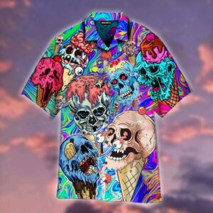 Clown Ice Cream Skull Halloween Hawaiian Shirt  - Thelegend59