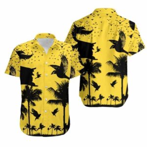 Coconut Beach Black And Yellow Full Printing Hawaiian Aloha Hawaiian Shirtss  - Thelegend59