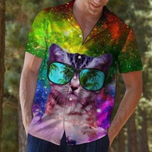 Colorful Cat Galaxy Unisex Hawaiian Shirts  - Thelegend59