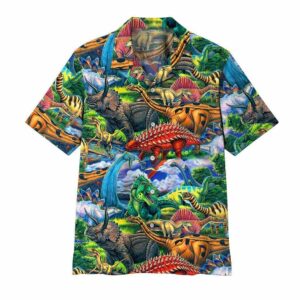 Colorful Dinosaur T-Rex World Hawaiian Aloha Hawaiian Shirtss  - Thelegend59