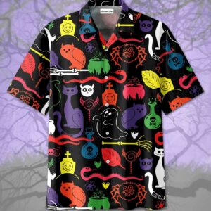 Colorful Halloween Hawaiian Aloha Hawaiian Shirtss Cute Animals Pattern  - Thelegend59