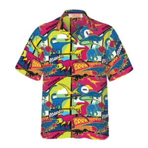 Comic Dinosaur Hawaiian Shirt - For Men And Women - Kids  - Thelegend59