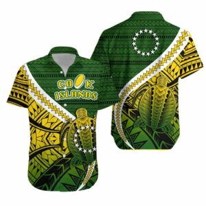 Cook Islands Hawaiian Shirt Style Turtle Rugby  - Thelegend59