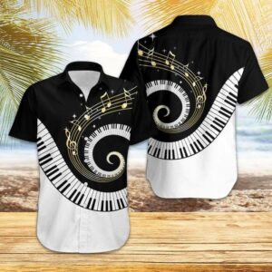 Cool Black And White Piano Hawaiian Shirts  - Thelegend59
