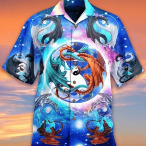 Cool Couple Colorful Dragon Hawaiian Aloha Hawaiian Shirtss  - Thelegend59
