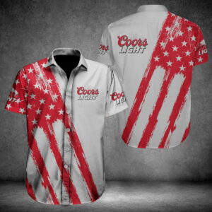 Coors Light Usa Flag Pattern All Over Print 3D Aloha Summer Beach Hawaiian Shirt  - Thelegend59