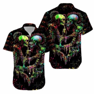 Couple Skull Cool Trippy Hawaiian Aloha Hawaiian Shirtss  - Thelegend59