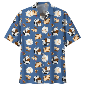 Cow Blue High Quality Unisex Hawaiian Shirt  - Thelegend59