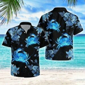 Crab Black Blue Unique Design Hawaiian Shirt  - Thelegend59