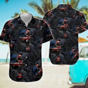 Creepy Skull American Flag Hawaiian Aloha Hawaiian Shirtss  - Thelegend59