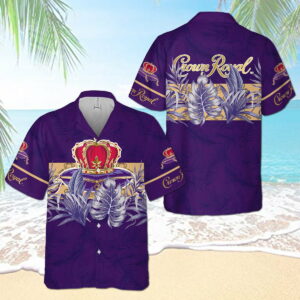 Crown Royal Canadian Whisky Leaves Pattern All Over Print 3D Aloha Summer Beach Hawaiian Shirt  - Thelegend59